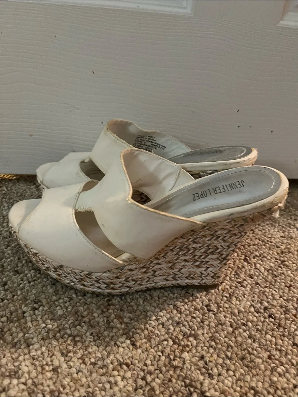 Jennifer Lopez White and Silver Women's Heeled Sandals